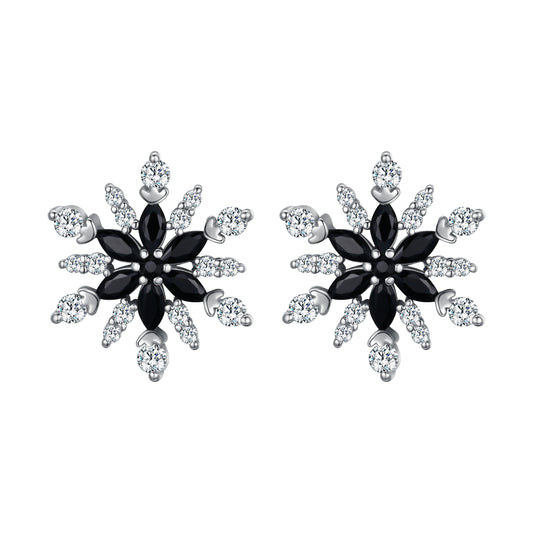 11131 925 Sterling Silver Cubic Zirconia Snowflake Stud Earrings 0.7"