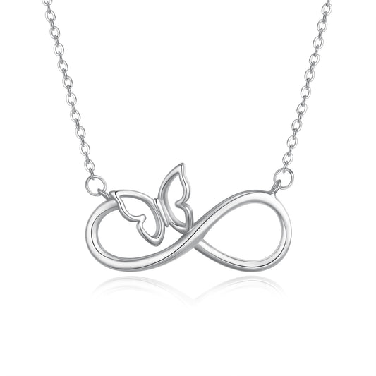 13822 EVER FAITH Infinity Butterfly Necklace 925 Sterling Silver Friendship Sister Mother Daughter Necklace, Daughter Gift From Mom, Birthday Gift Ideas for Woman
