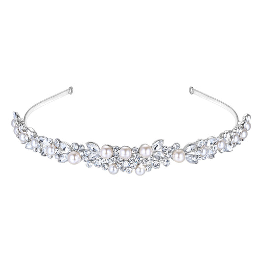 03997 Austrian Crystal Headpiece Accessory Crystal Cream Simulated Pearl Wedding Headband