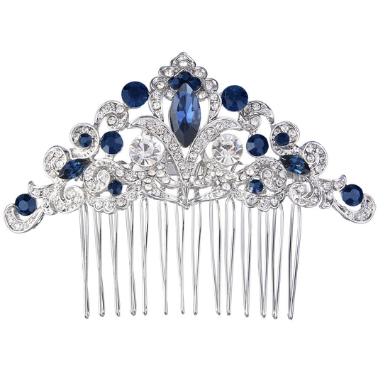 04306 Blue Austrian Crystal Elegant Wedding Hair Accessories Flower Vine Hair Comb
