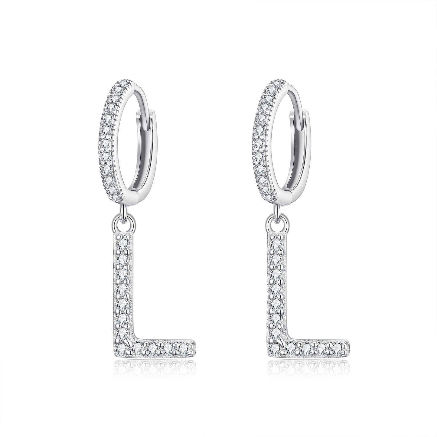 12709 925 Sterling Silver Chic Tiny Alphabet Letter Earrings for Adults and Children